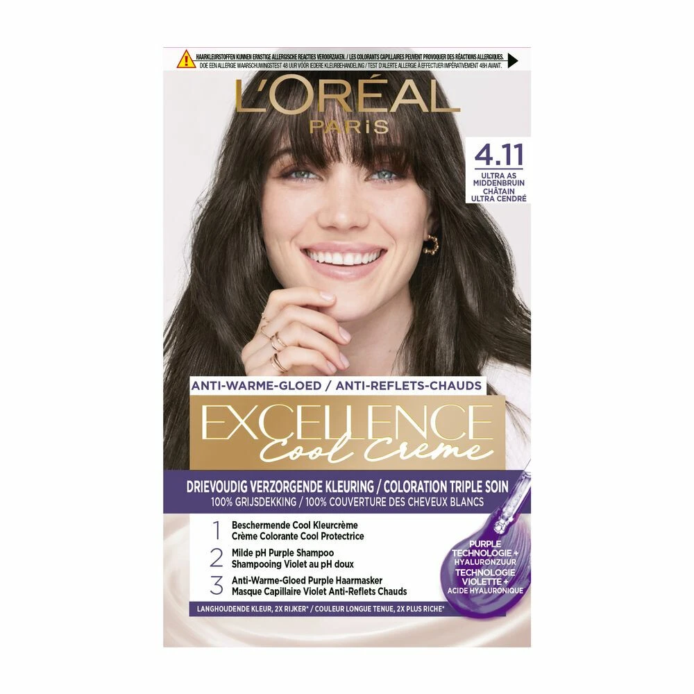 L'Oreal Lu0027Oréal Excellence Cool Cream 4.11 - Ultra Ash Bruin 1 L'Oreal Lu0027Oréal Excellence Cool Cream 4.11 - Ultra Ash Bruin