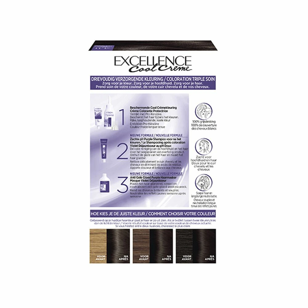 L'Oreal Lu0027Oréal Excellence Cool Cream 4.11 - Ultra Ash Bruin 3 L'Oreal Lu0027Oréal Excellence Cool Cream 4.11 - Ultra Ash Bruin - Afbeelding 3