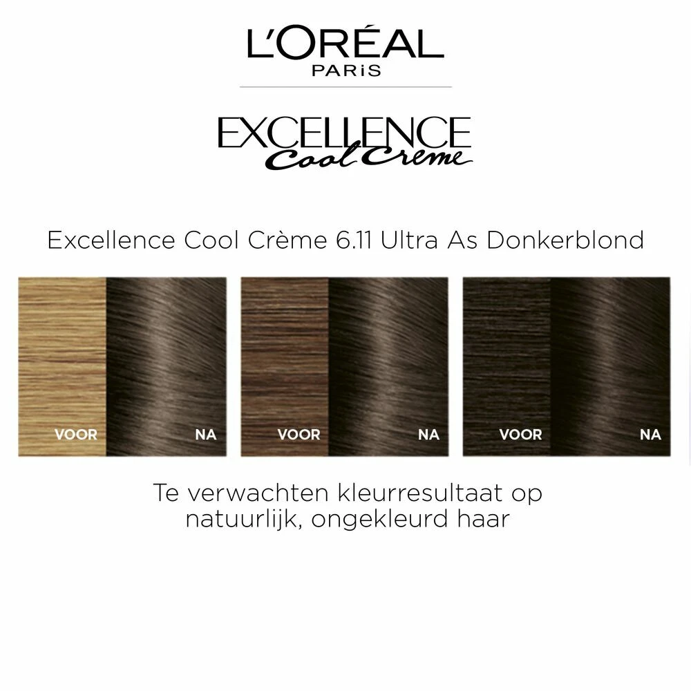L'Oreal Lu0027Oréal Excellence Cool Cream 6.11 - Ultra Ash Donkerblond 3 L'Oreal Lu0027Oréal Excellence Cool Cream 6.11 - Ultra Ash Donkerblond - Afbeelding 3