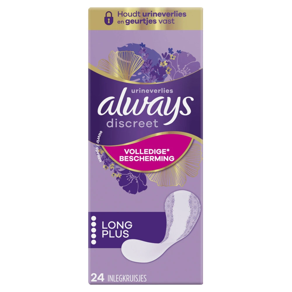 Always® 4x Always Discreet Long+ Inlegkruisjes Urineverlies 3 Always® 4x Always Discreet Long+ Inlegkruisjes Urineverlies - Afbeelding 3