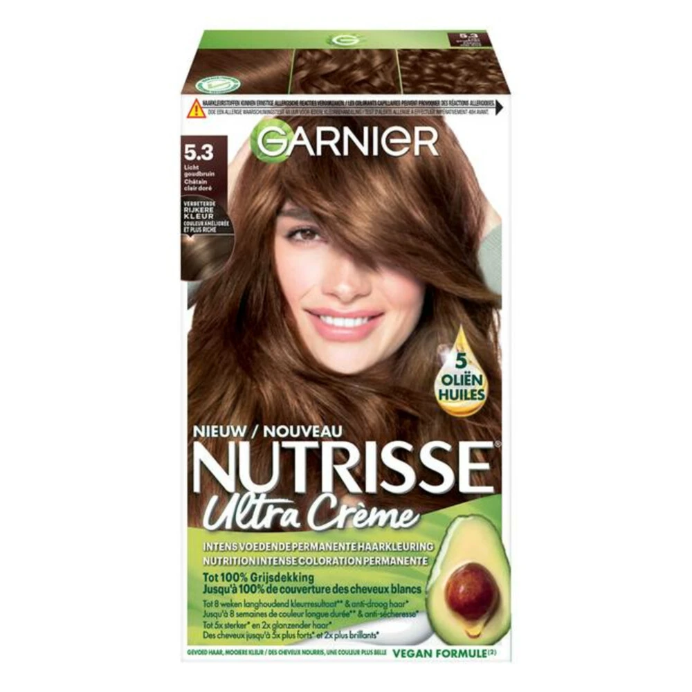 Garnier Nutrisse Creme Haarverf 53 - Licht Goudbruin 1 Garnier Nutrisse Creme Haarverf 53 - Licht Goudbruin