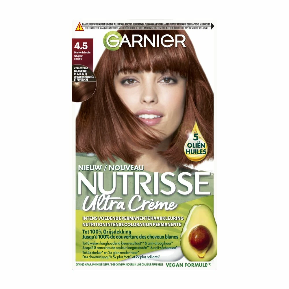 Garnier Nutrisse Crème 45 - Mahoniebruin 1 Garnier Nutrisse Crème 45 - Mahoniebruin