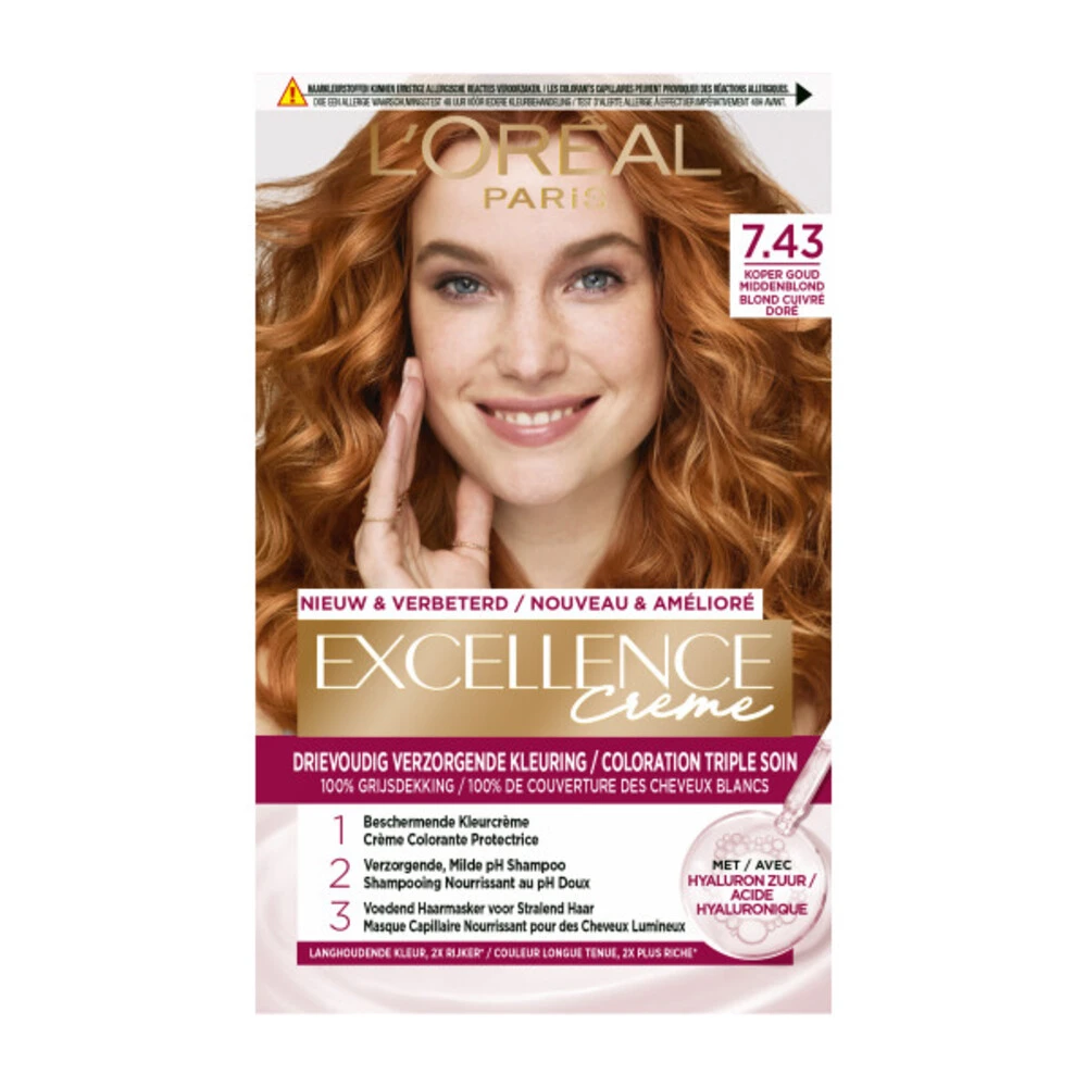 L'Oreal Lu0027Oréal Excellence Creme 7.43 Koper Goudblond 1 L'Oreal Lu0027Oréal Excellence Creme 7.43 Koper Goudblond
